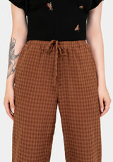 Soleil Cotton-Blend Check Tapered Trouser