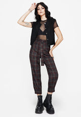 Kalma Check Tie Belt Tapered Trouser