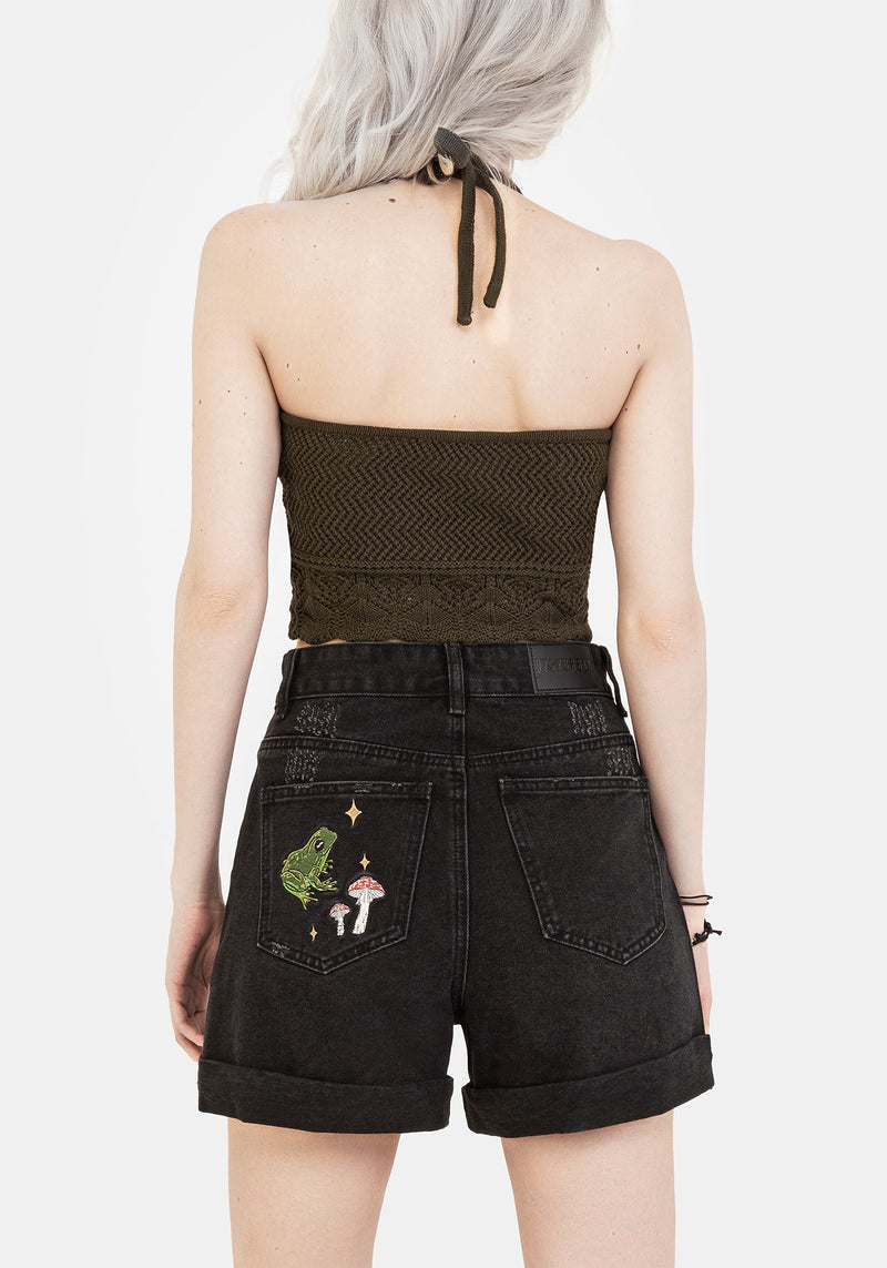 Swamplife Embroidered Denim Shorts