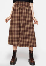 Milo Check Button Down Front Split Midi Skirt