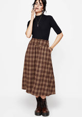 Milo Check Button Down Front Split Midi Skirt