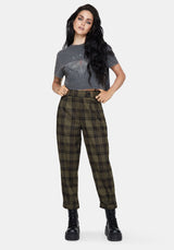 Cecily Buckle Detail Check Balloon Trousers