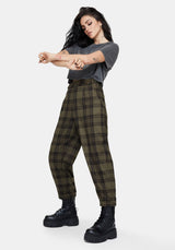 Cecily Buckle Detail Check Balloon Trousers