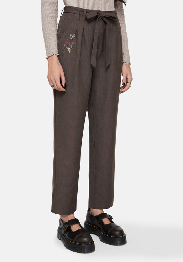 Meliae Moth Embroidered Tapered Trousers