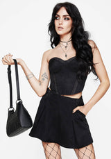 Lauma Embroidered Faux Suede Skort