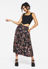 Eloise Floral Butterfly Print Button Up Midi Skirt
