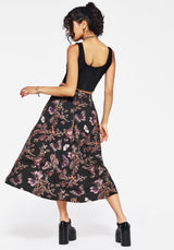 Eloise Floral Butterfly Print Button Up Midi Skirt