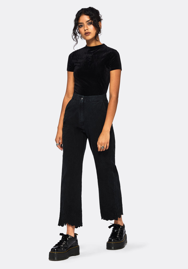 Ceres Cotton Moth Broderie Hem Trousers