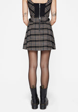 Aiden Check Buckle Detail Mini Skirt