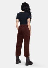 Terracotta Cotton Cord Check Straight Leg Crop Trousers