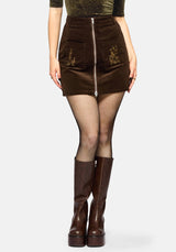 Darkling Cotton Embroidered Pocket Detail Cord Mini Skirt