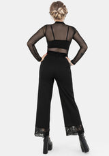 Orchid Lace Insert Pleated Hem Straight Leg Trouser