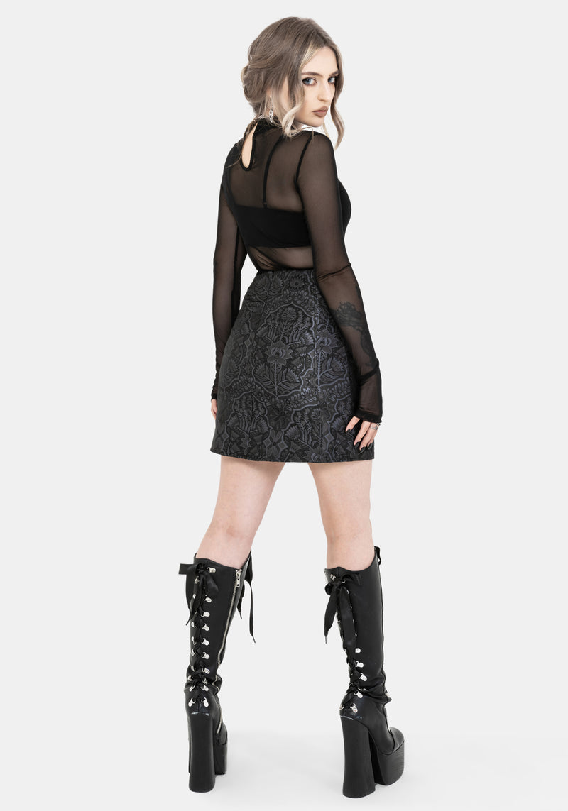 Nocturna Jacquard A Line Mini Skirt