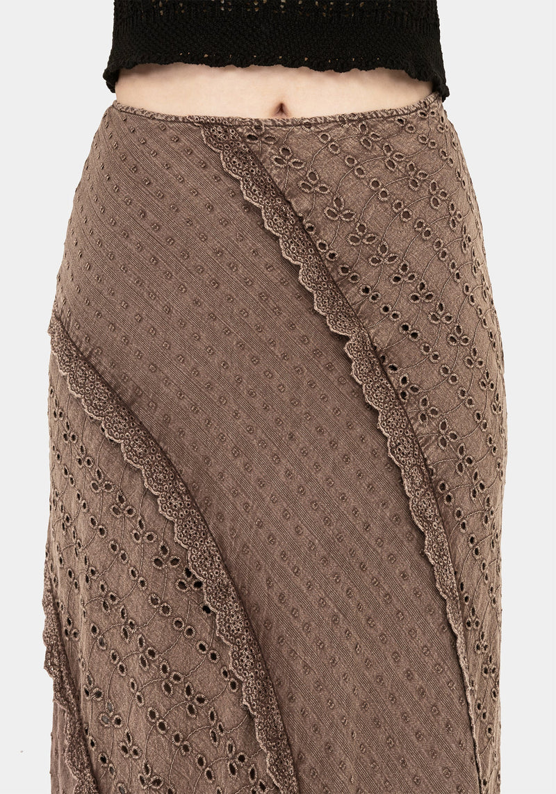 Summerisle Cotton Broderie Detail Midaxi Skirt