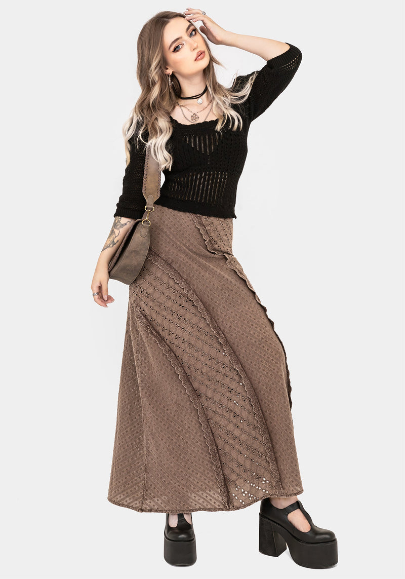 Summerisle Cotton Broderie Detail Midaxi Skirt