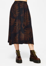 Ruin Fern Printed Midaxi Skirt - Brown