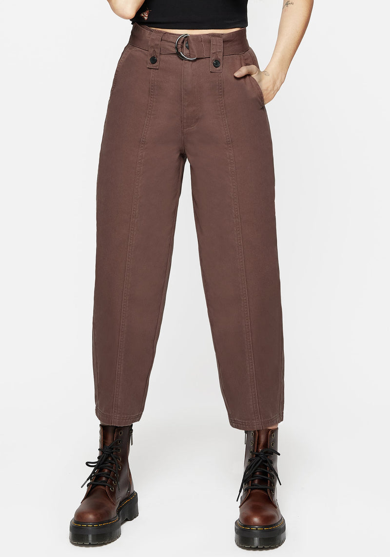 Pinhead Belted Balloon Leg Trousers - Brown