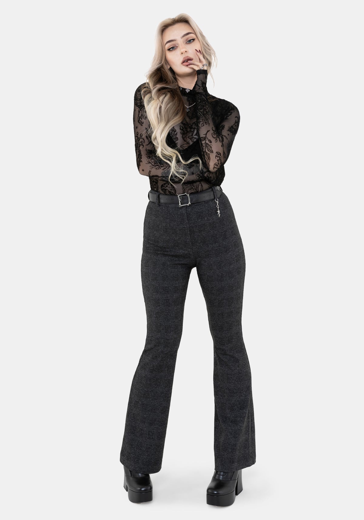 Moura Check Fit And Flare Trouser With Charm