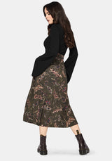 Whispen Moth Print Button Up Midi Skirt
