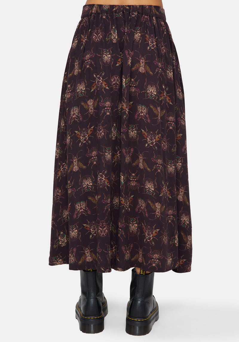 Scorn Bug Printed Midi Skirt