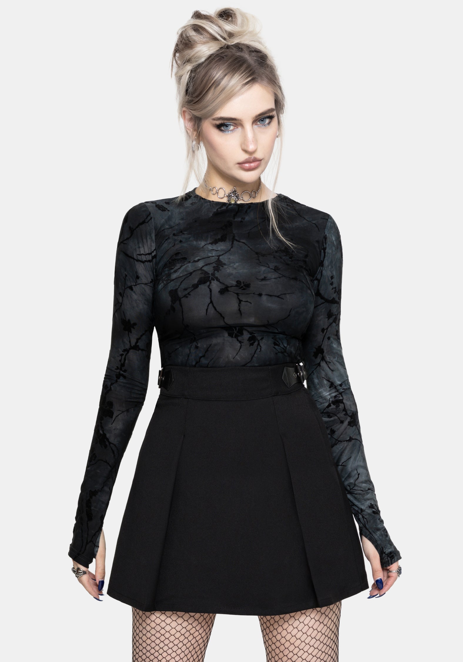 Nightingale Black Pleated Mini Skirt