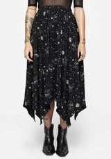 Comet Celestial Printed Handkerchief Hem Midaxi Skirt