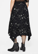 Comet Celestial Printed Handkerchief Hem Midaxi Skirt