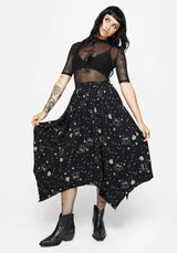 Comet Celestial Printed Handkerchief Hem Midaxi Skirt