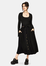 Abellona Embroidered Tie Waist Midaxi Skirt