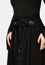 Abellona Embroidered Tie Waist Midaxi Skirt