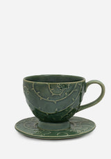 Rosethorn Floral Embossed Cup and Saucer Set