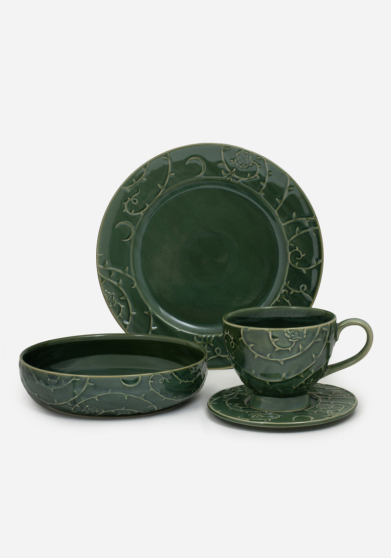 Rosethorn Floral Embossed Cup and Saucer Set