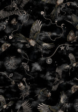 Crimson Magpie and Moth Print Button Up Midi Skirt