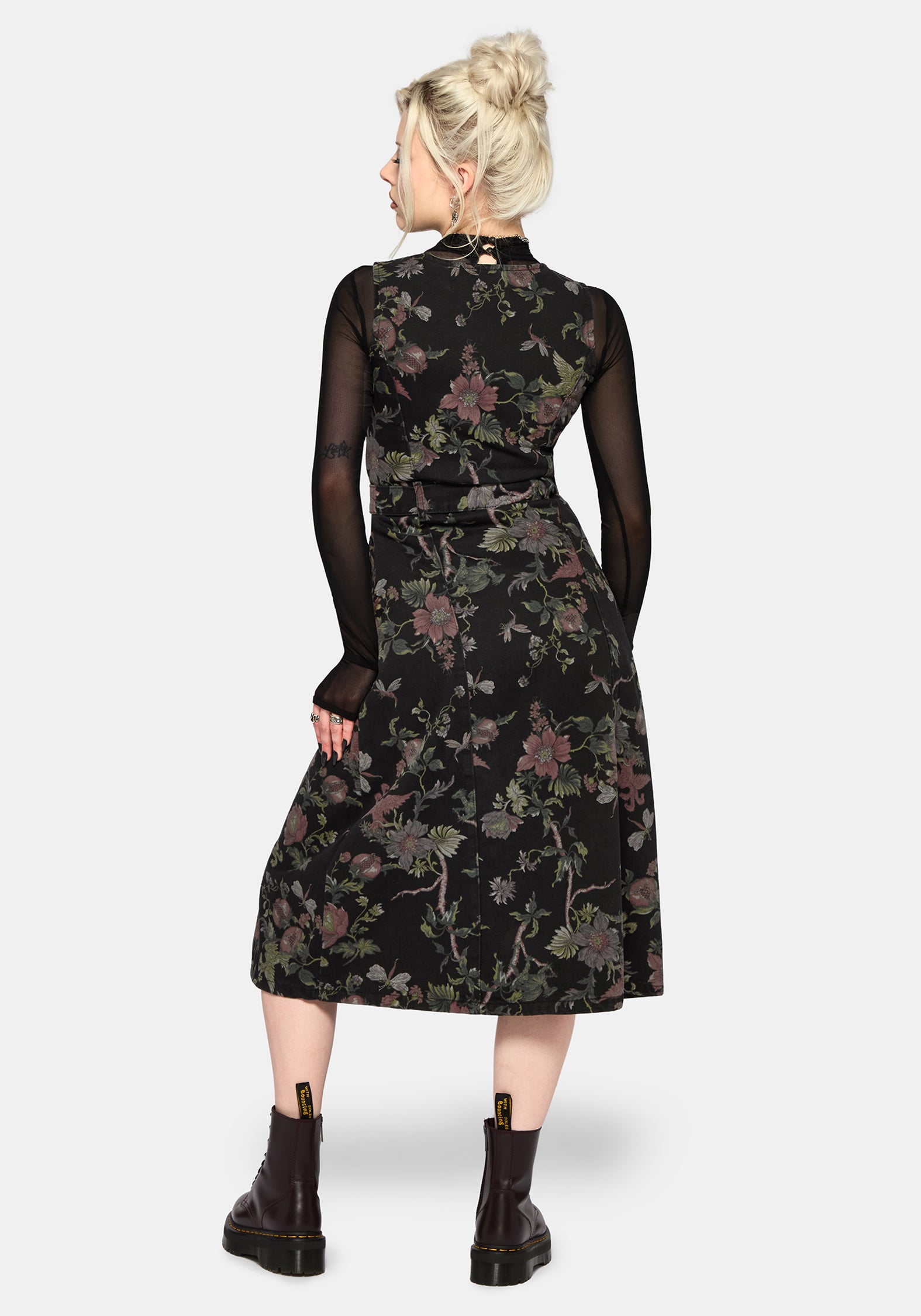 Poison Eden Print Denim Midi Dress