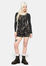 Poison Eden Print Denim Dungaree Short EU 34