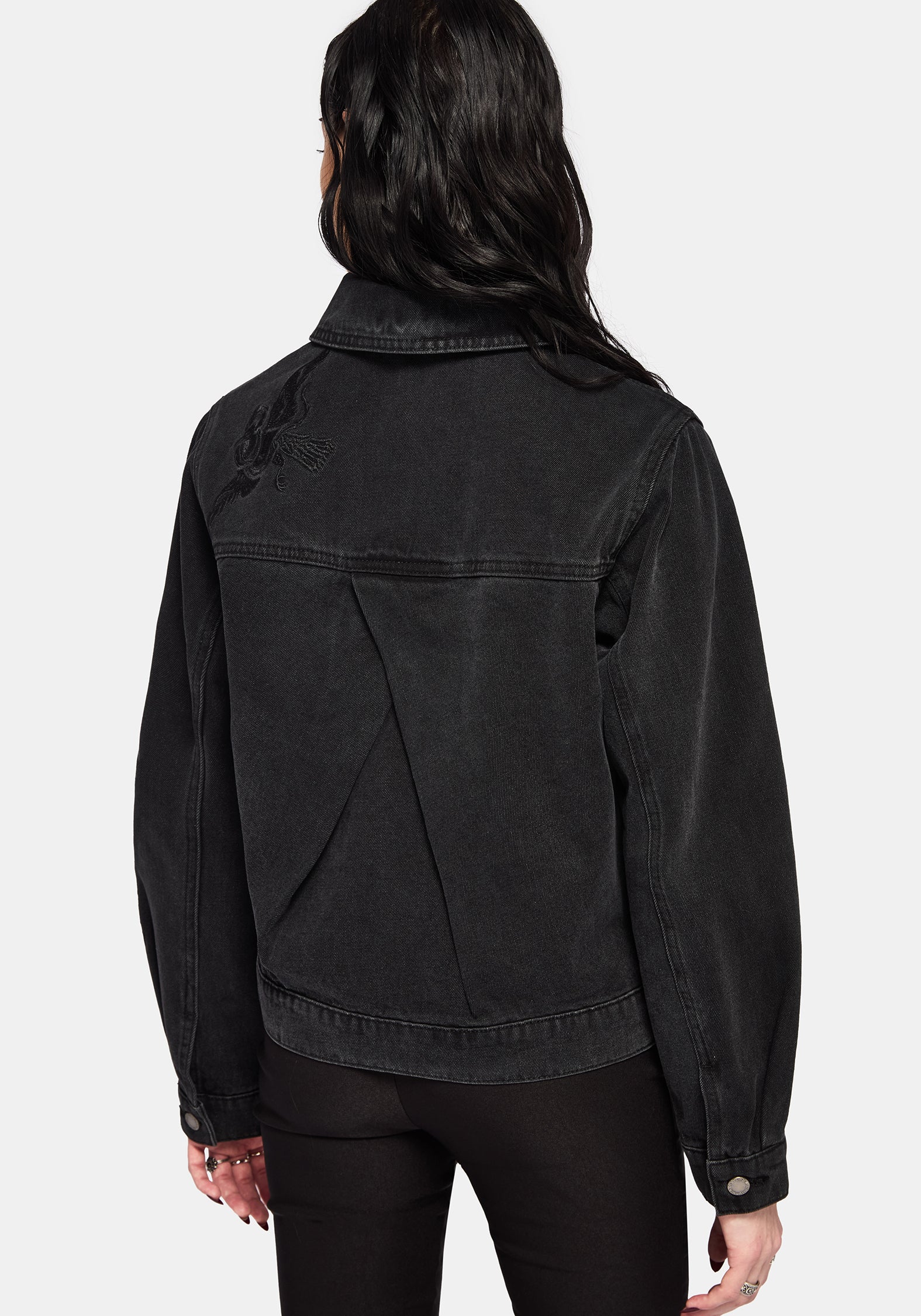 Selin Embroidered Boxy Denim Jacket