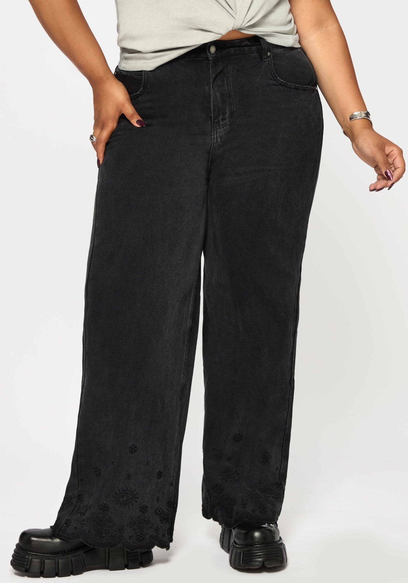 Ayr Broderie Straight Leg Denim Jean