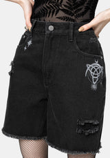 Reina Celestial Embroidered Denim Short 24" / EU 34
