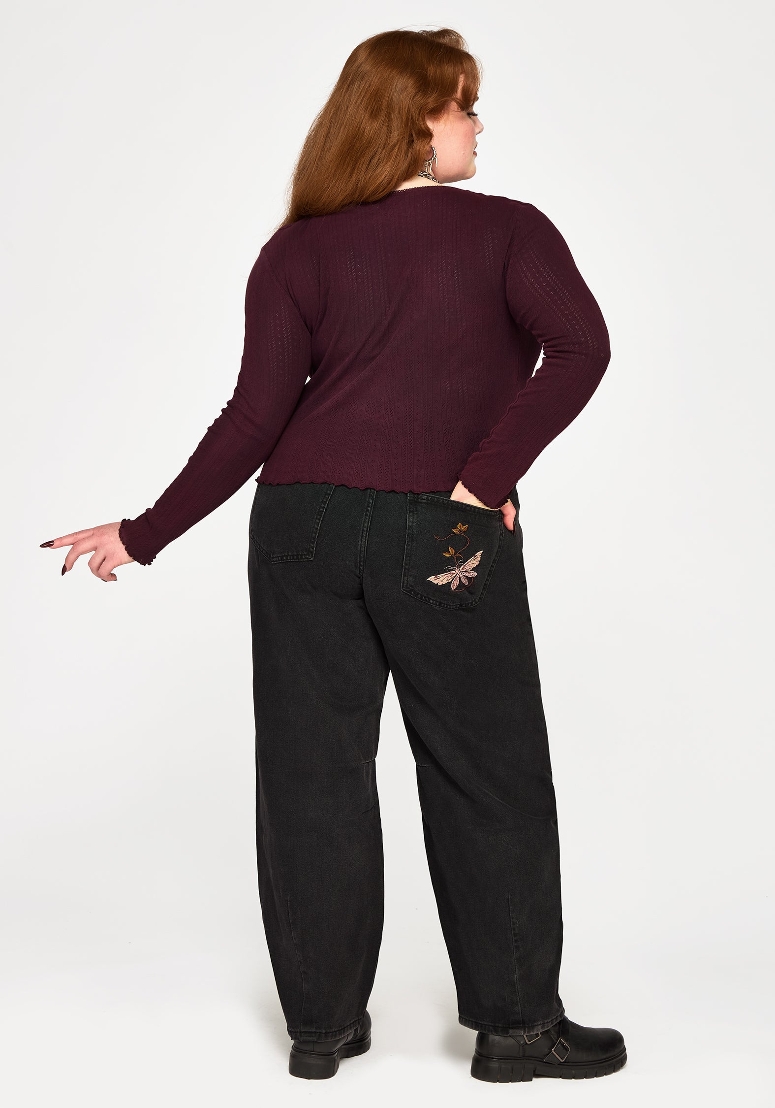 Maleah Embroidered Denim Barrel Jeans