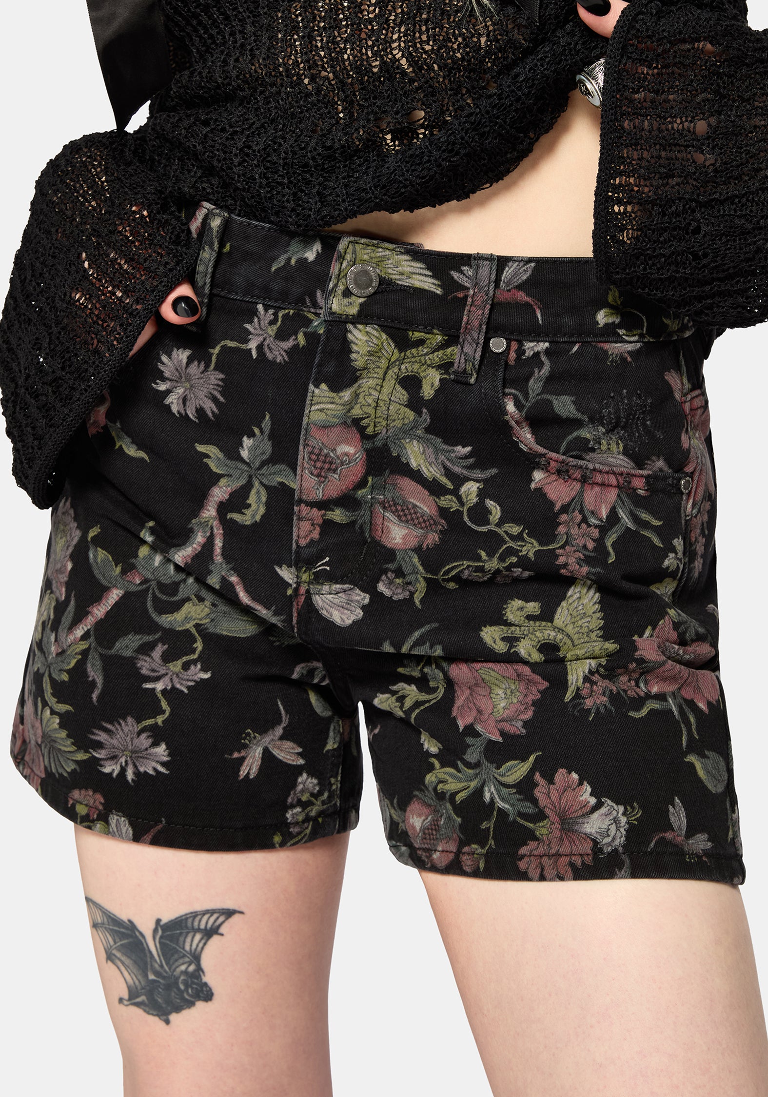 Poison Eden Print Denim Short 24" / EU 34