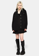 Trellis Hooded Pocket Denim Shacket EU 34