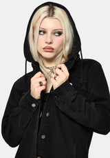 Trellis Hooded Pocket Denim Shacket EU 34