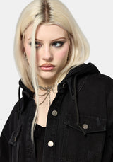 Trellis Hooded Pocket Denim Shacket EU 34