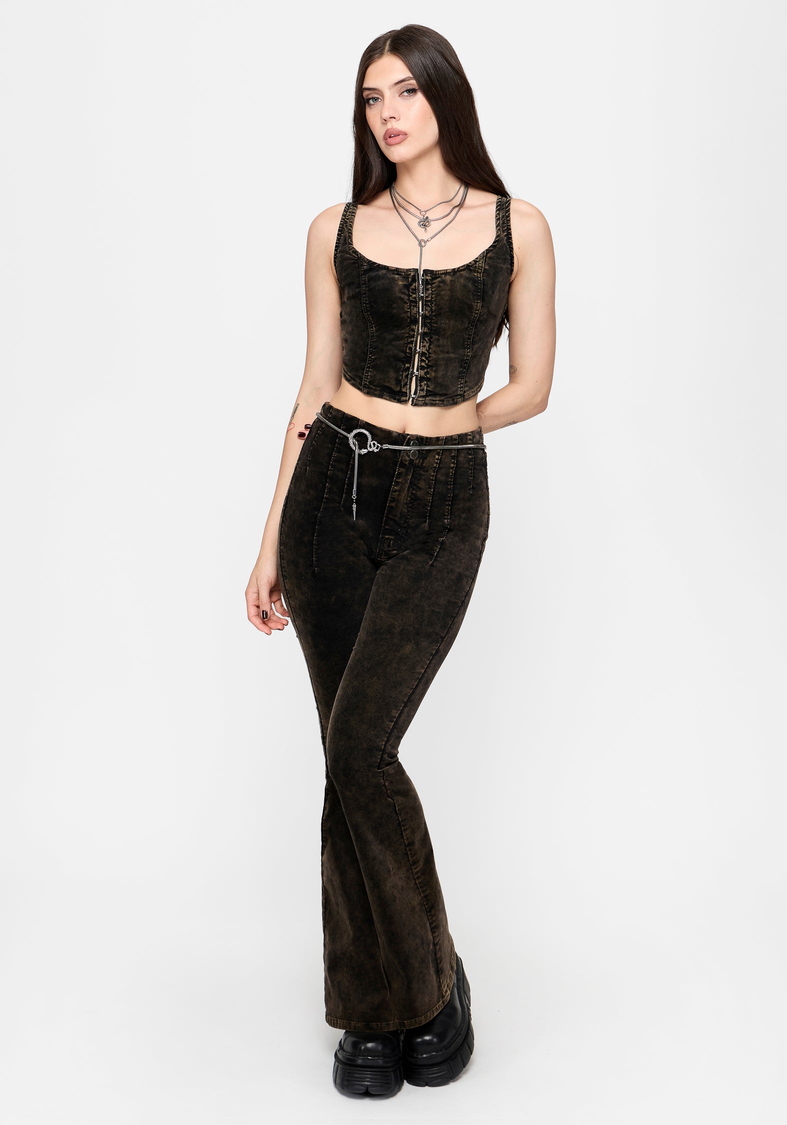 Reign Brushed Denim Flare Jean