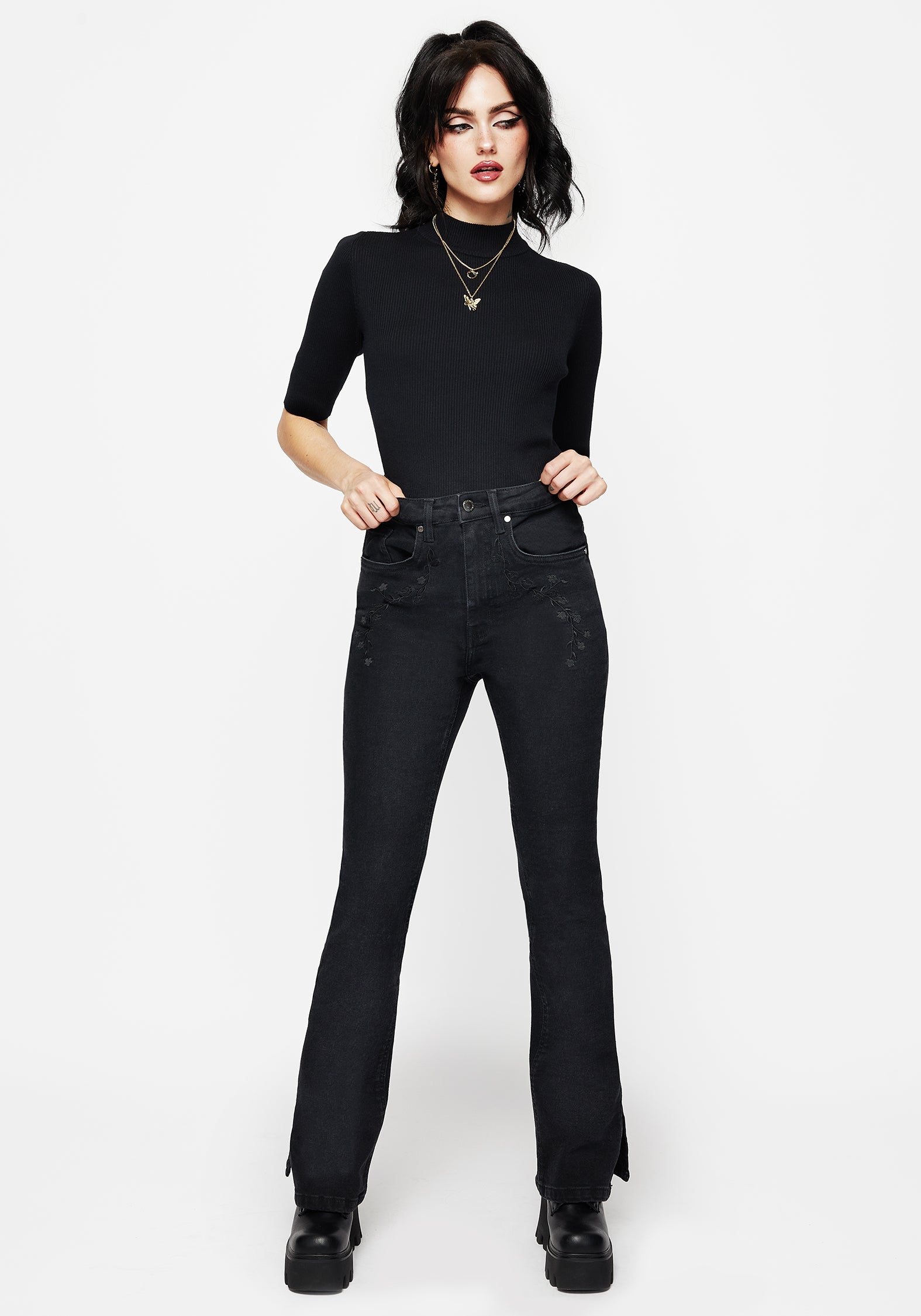 Vera Baby Boot Geteilt Saum Ausgestellt Jeans