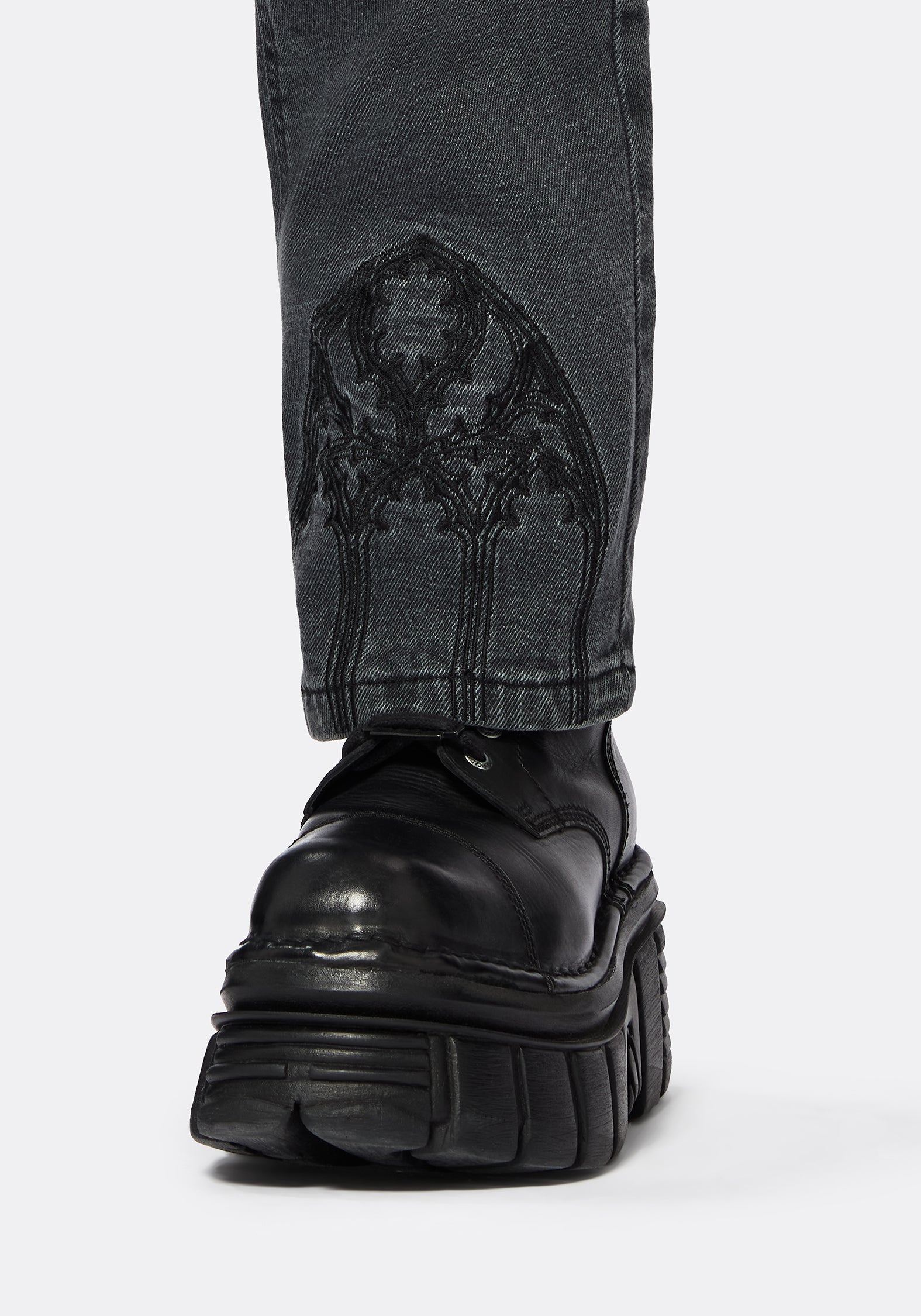 Occult Bestickt Gerade Bein Jeans