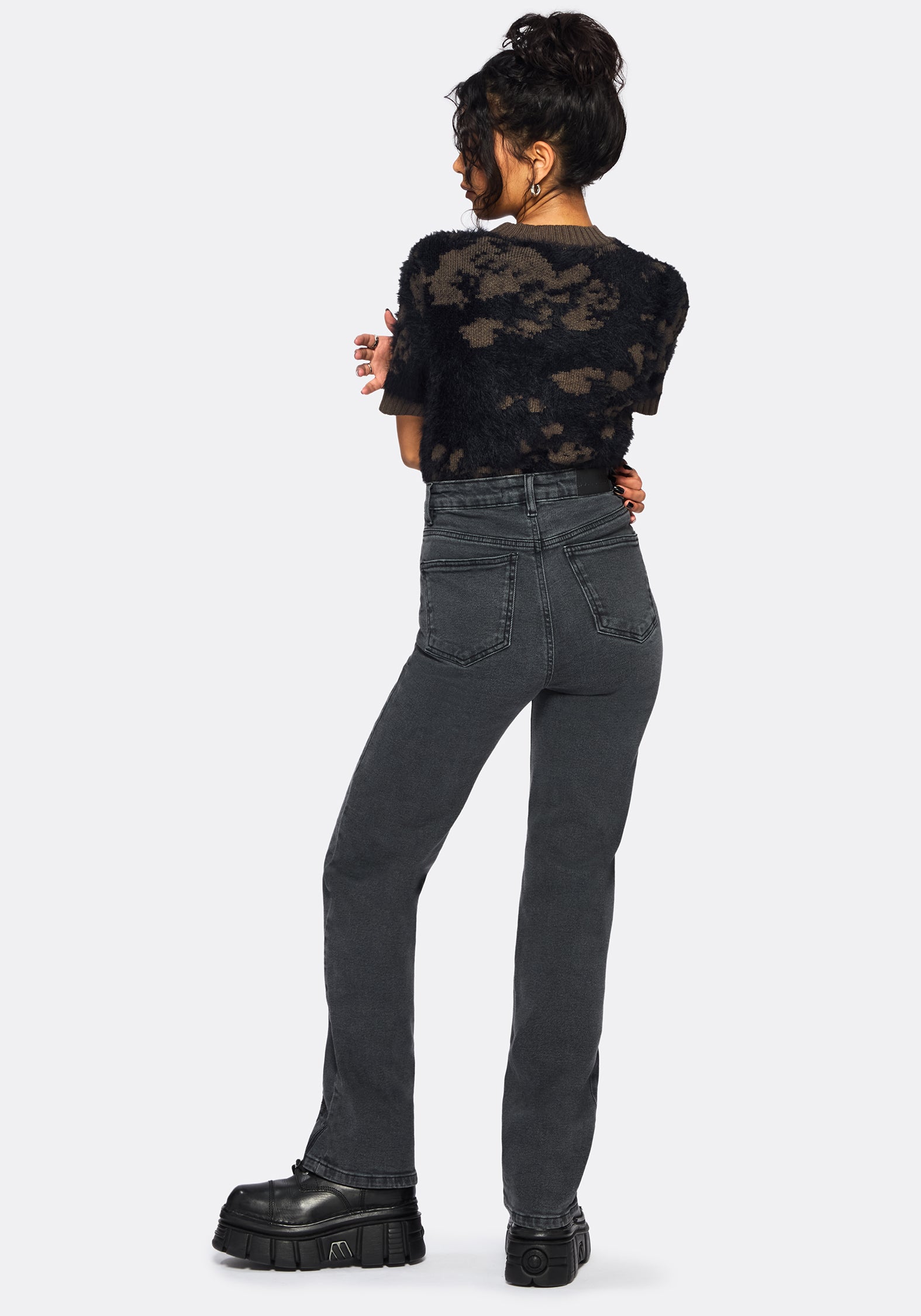 Occult Bestickt Gerade Bein Jeans
