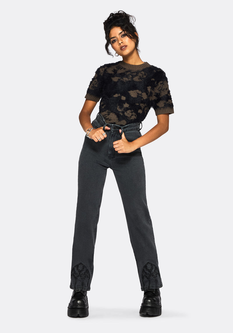 Occult Embroidered Straight Leg Jeans