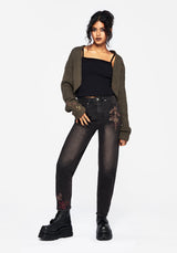 Valeria Floral Moth Embroidered Mom Jeans