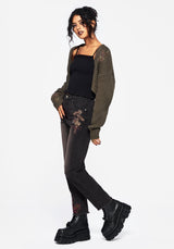 Valeria Floral Moth Embroidered Mom Jeans